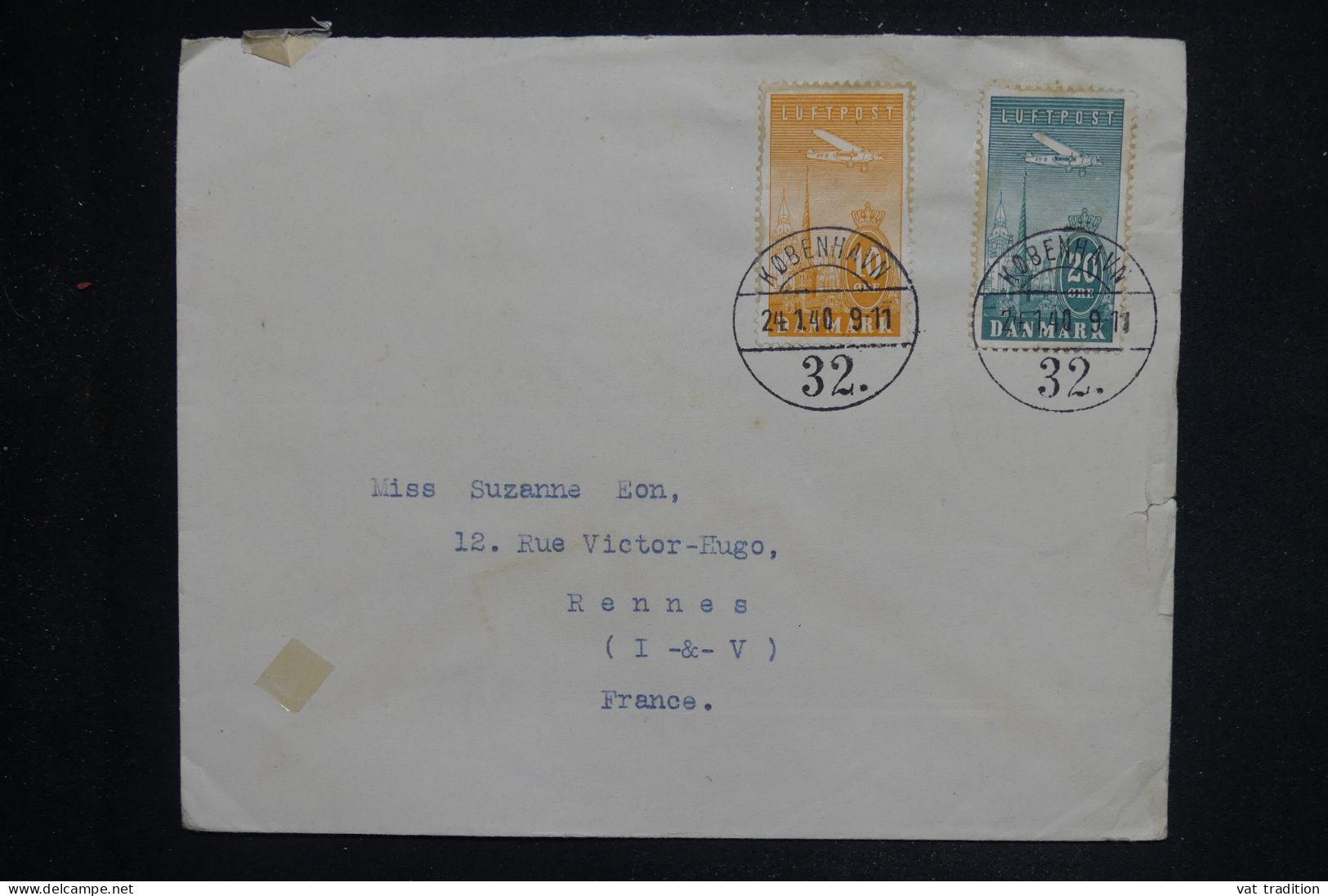 DANEMARK - Enveloppe De Copenhague Pour  La France En 1940 - L 150662 - Covers & Documents