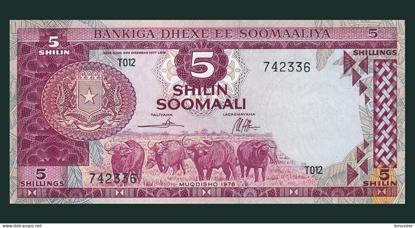 # # # Banknote Aus Somalia 5 Shillings 1978 (P-21) UNC # # # - Somalië