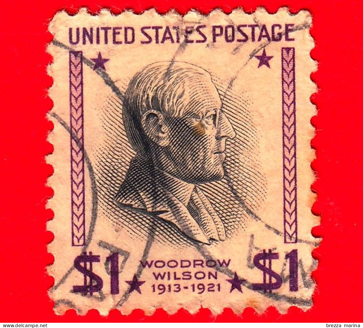 USA - STATI UNITI - Usato - 1938 - Woodrow Wilson (1856-1924), 28° Presidente Degli Stati Uniti - 1 - Gebruikt