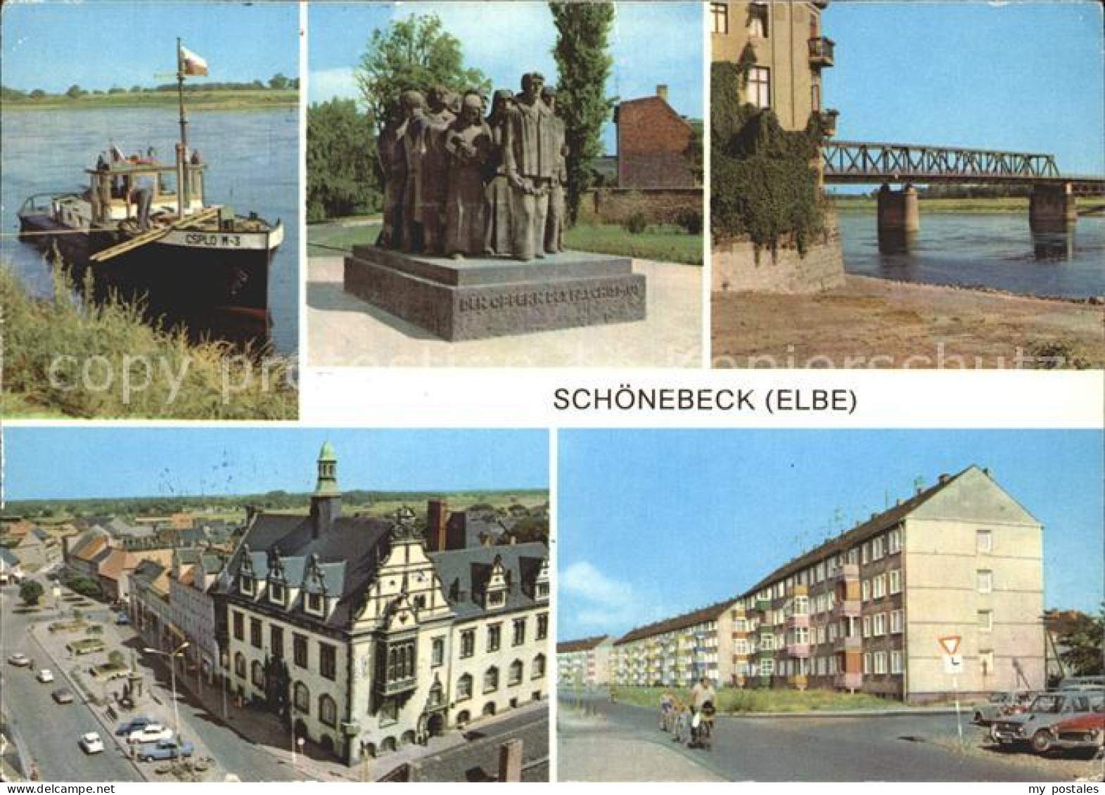 72279819 Schoenebeck Elbe Dampferanlegestelle Denkmal Bruecke Platz Wohnbauneuge - Schoenebeck (Elbe)