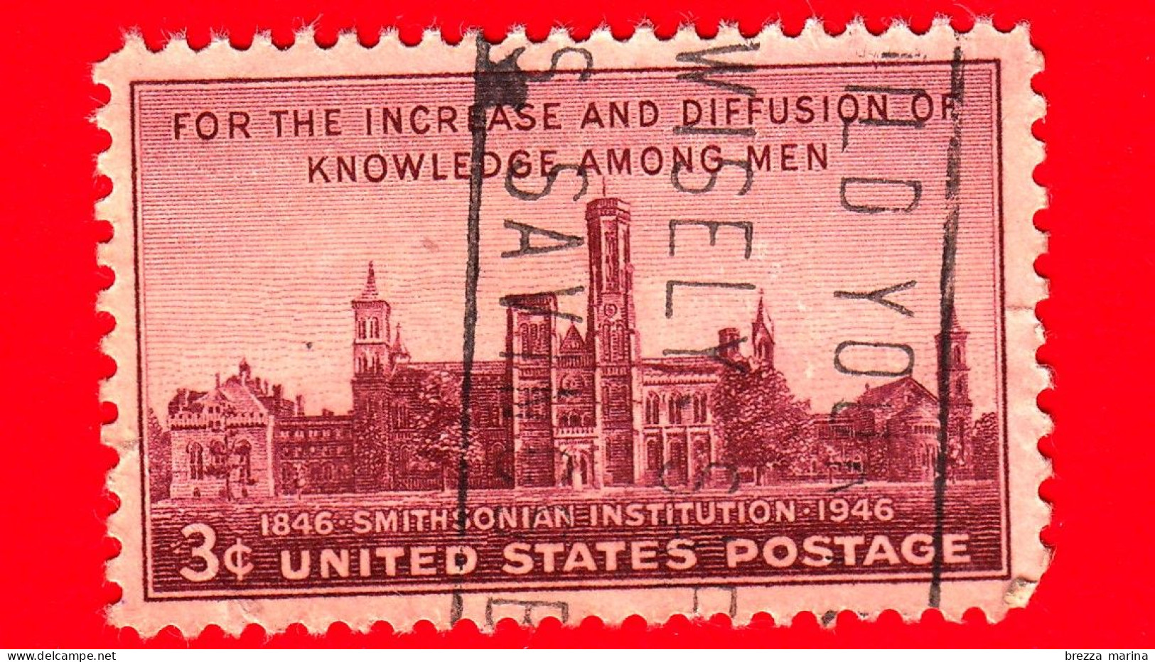 USA - STATI UNITI - Usato - 1946 - Istituzione Smithsonian -3 - Oblitérés