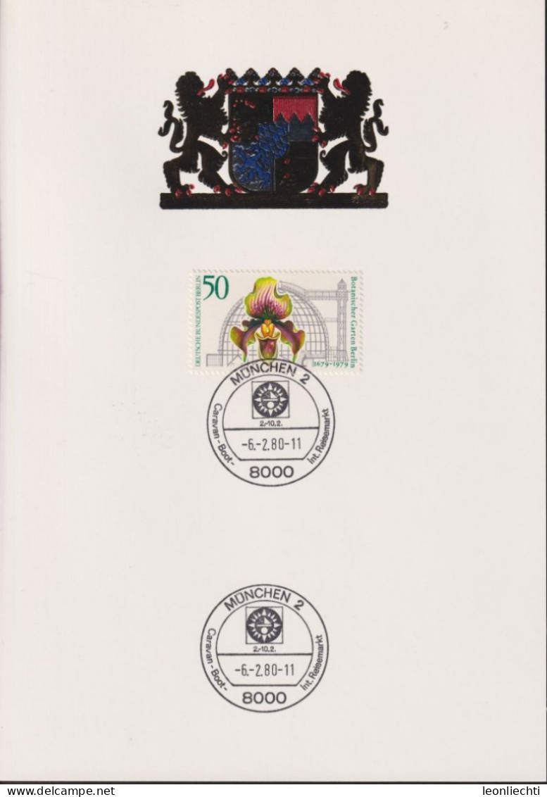 1980/79 Berlin Mi:DE-BE 602 Orchidee, Sonderstempel: MÜNCHEN 2, Caravan- Boot, Int. Reisemarkt 6.2.1980 - Covers & Documents