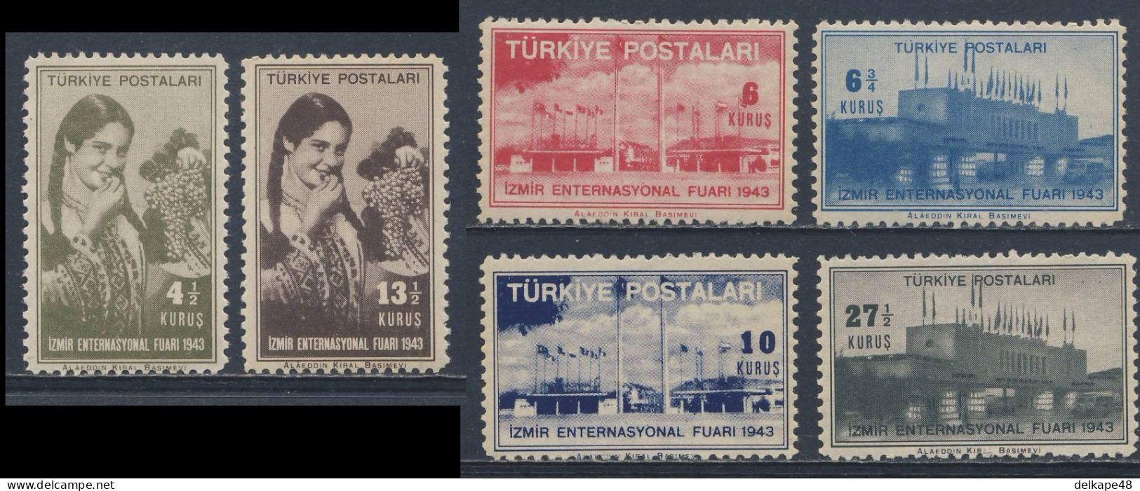 Turkey Turquie Turkei 1943 Mi 1155 /60 YT 1114 /19 Sc 916 /21 SG 1330 /5 ** IzmirInt Fair / Messe / Foire D'Izmir - Otros & Sin Clasificación