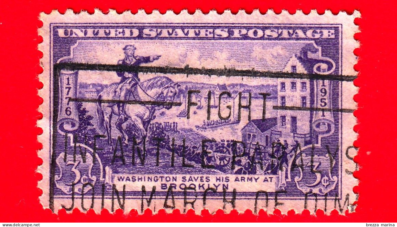 USA - STATI UNITI - Usato - 1951 - 175° Anniversario Della Battaglia Di Brooklyn - George Washington - Fulton Ferry Hous - Used Stamps