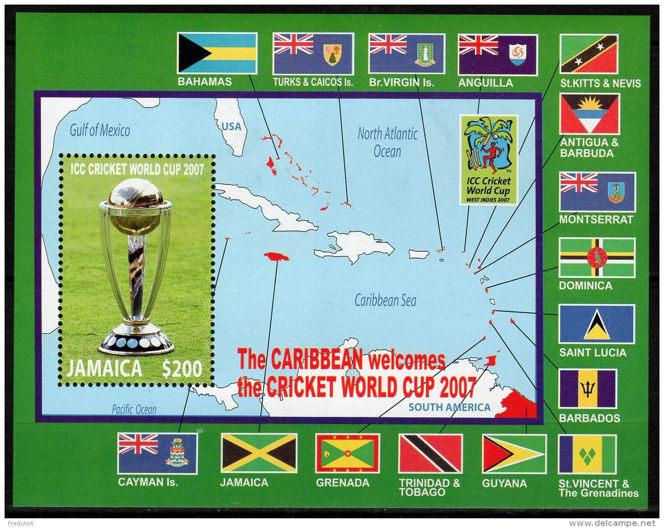 JAMAIQUE - BLOC N°54 ** (2007) Coupe Du Monde De Cricket - Jamaica (1962-...)