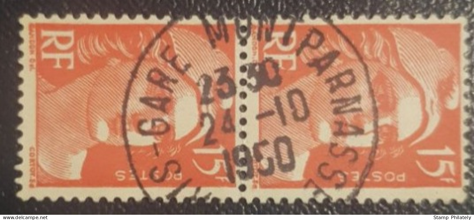 France Used Pair Postmark Stamp Montparnasse Cancel - Used Stamps