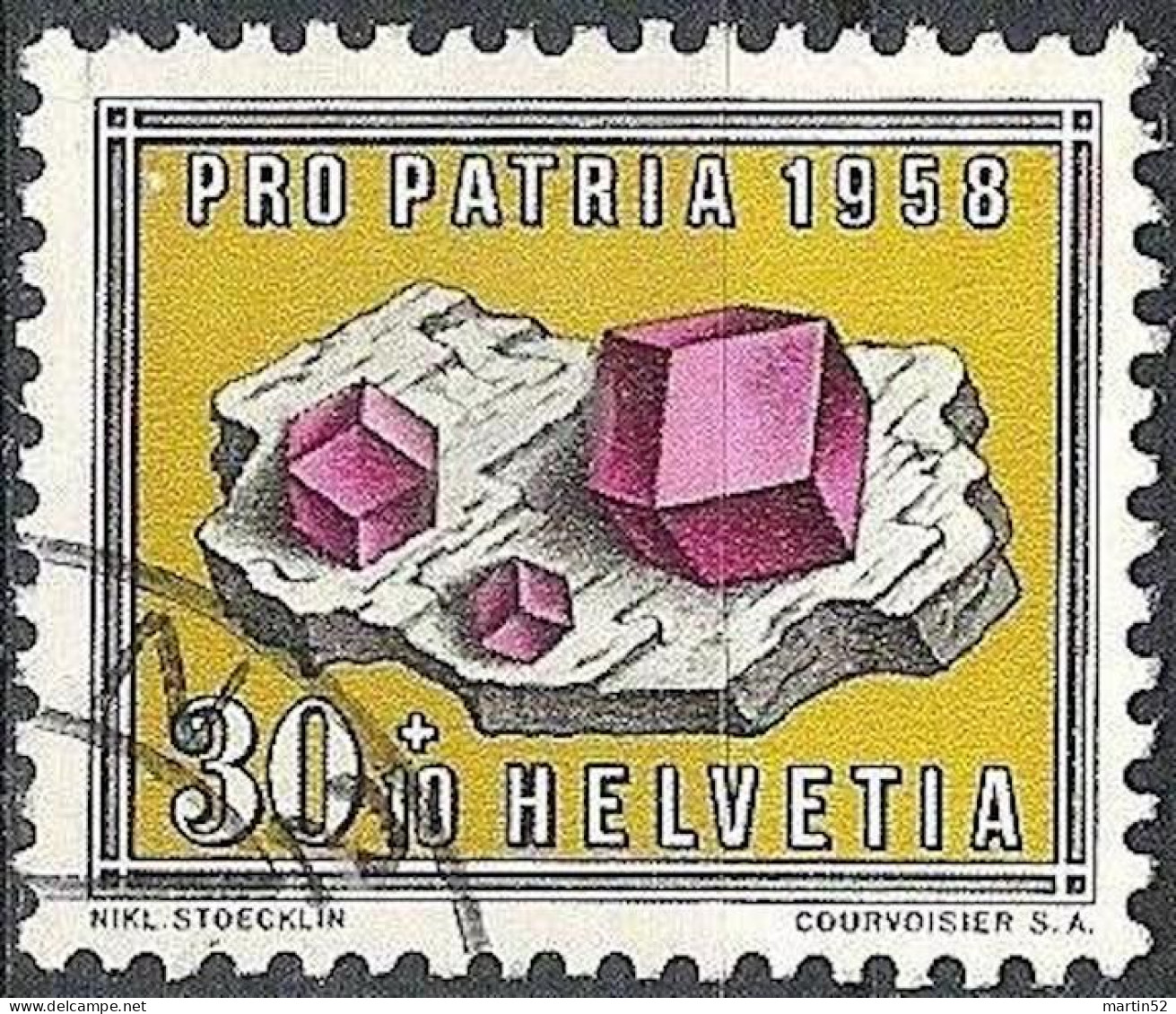 Schweiz Suisse Pro Patria 1958: "Granat / Grenat" Zu WII 89 Mi 660 Yv 609 Mit Eck-Stempel BERN 2 (Zu CHF 8.50) - Minéraux