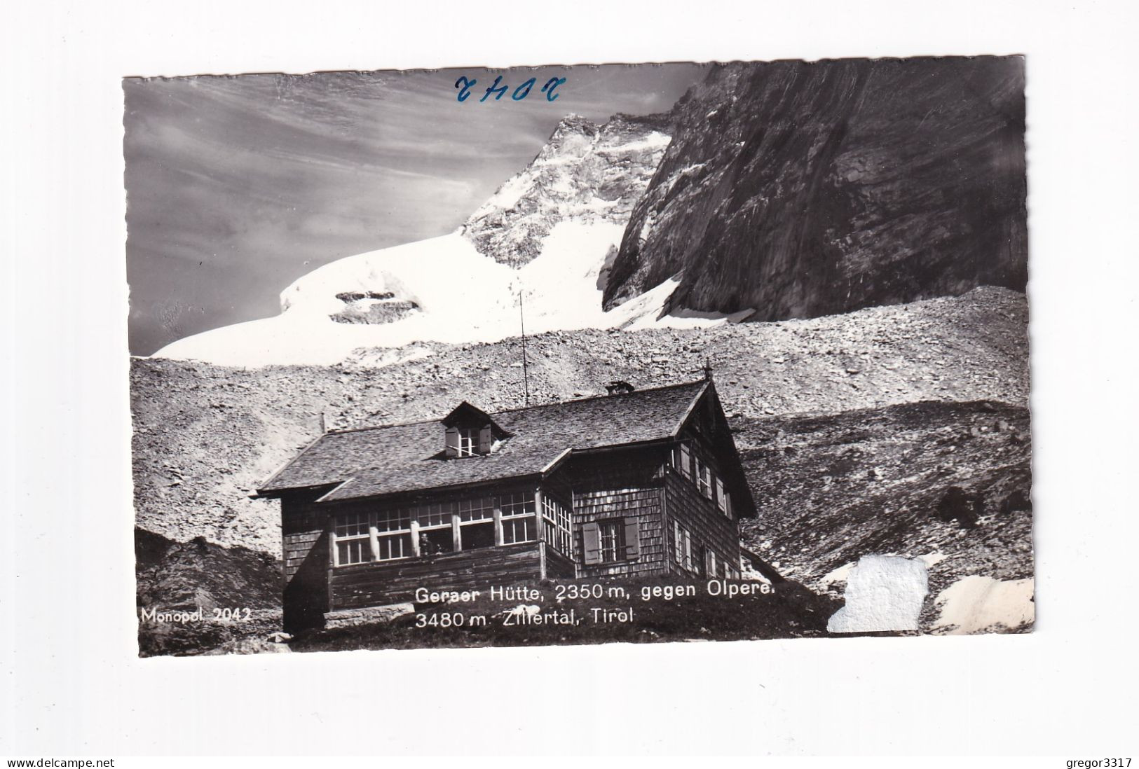 E5655) GERAER HÜTTE Gegen Olperer 3480m - Zillertal - TIROL S/W FOTO AK - Zillertal