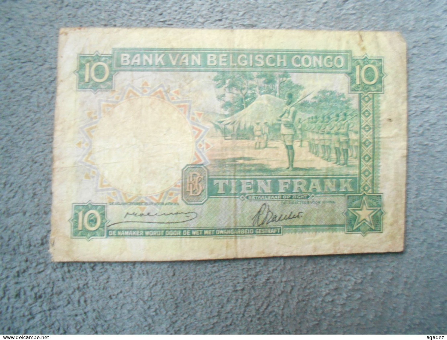 Ancien Billet De Banque Du Congo Belge 10 Francs 1941 - Ohne Zuordnung