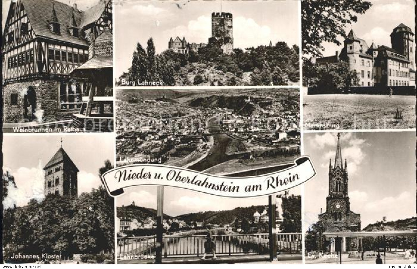 72278380 Niederlahnstein Oberlahnstein Weinbrunnen Rathaus Kloster Burg Lahneck  - Lahnstein