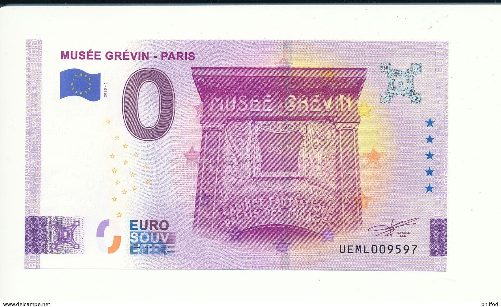 Billet Touristique 0 Euro - MUSEE GREVIN - PARIS - UEML - 2023-1 - N° 9597 - Autres & Non Classés