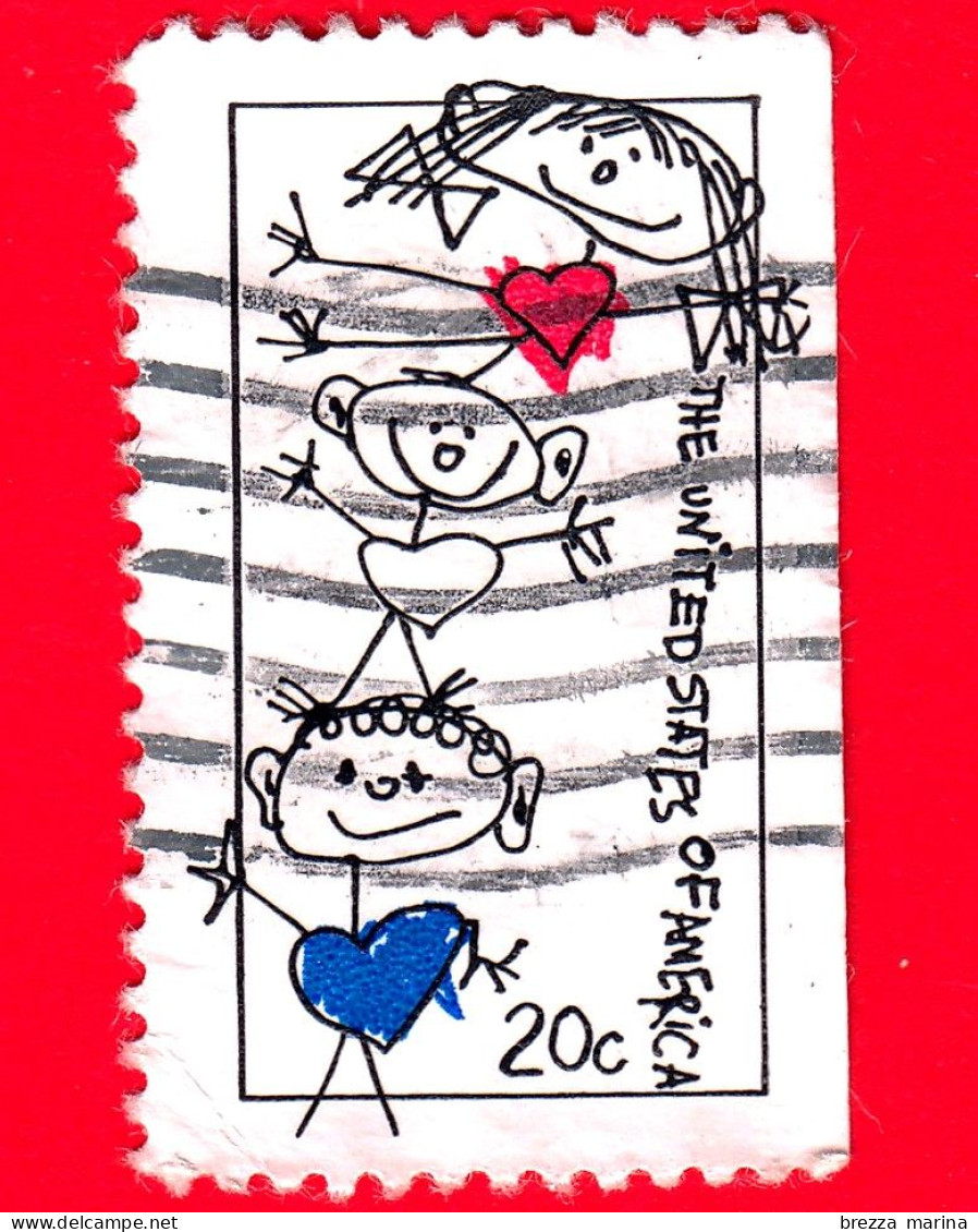 USA - STATI UNITI - Usato - 1984 - Unità Famiglia - Cartoni Animati - Cuori - Disegni -  20 - Oblitérés