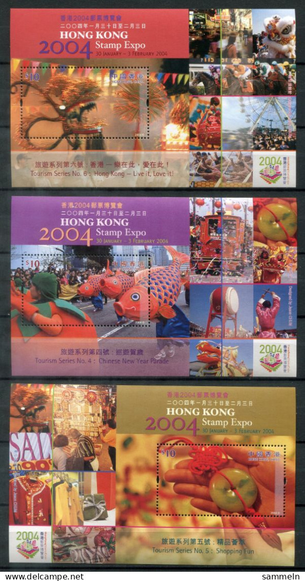 HONGKONG Block 122,123,124 Mnh - Stamp Expo 2004 - HONG KONG - Blocks & Sheetlets