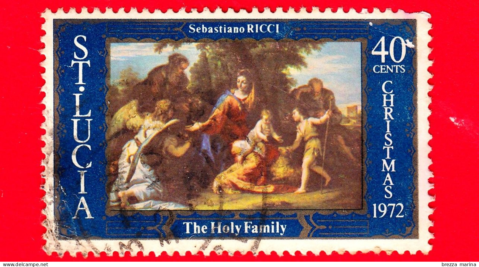 ST. LUCIA -  Usato - 1972 - Natale - La Sacra Famiglia, Di Sebastiano Ricci - 40 - St.Lucia (...-1978)