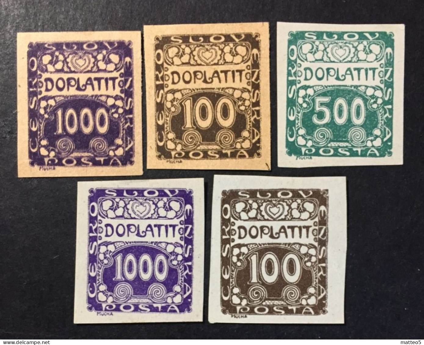 1919 Czechoslovakia -  Postage Due - 5 Stamps - Unused ( Mint Hinged ) - Ungebraucht