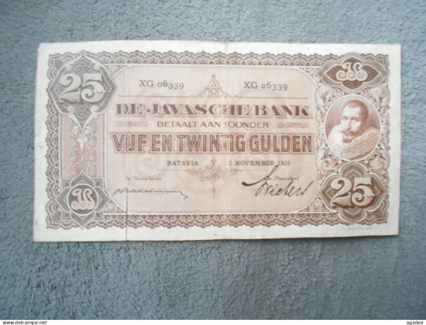 Ancien Billet De Banque Java De Javasche Bank 25 Gulden 1929 - Otros – Asia