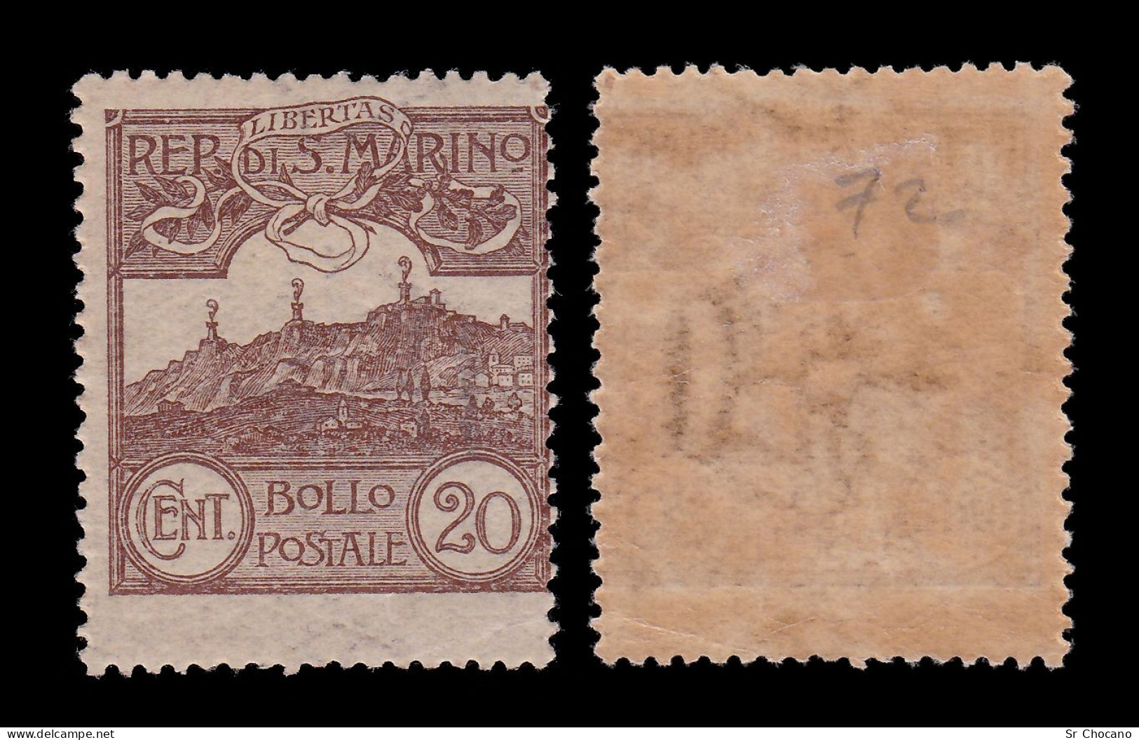 SAN MARINO STAMP.1921.20c Brown .SOCTT 51.MH. - Ungebraucht