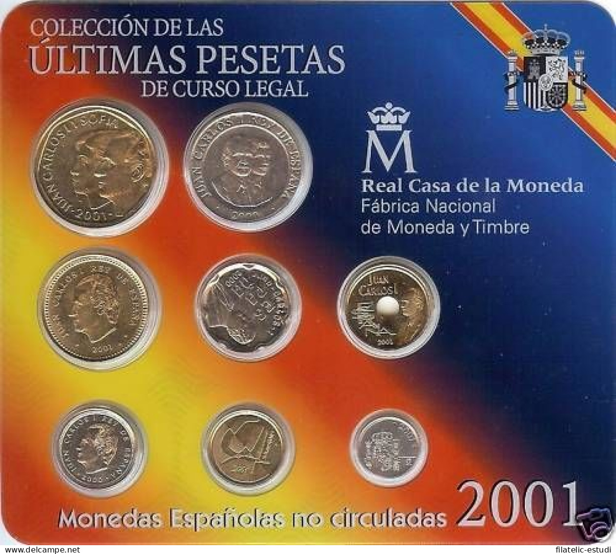 España Spain Cartera Oficial Pesetas 2001 Juan Carlos I FNMT - últimas Pesetas - Mint Sets & Proof Sets