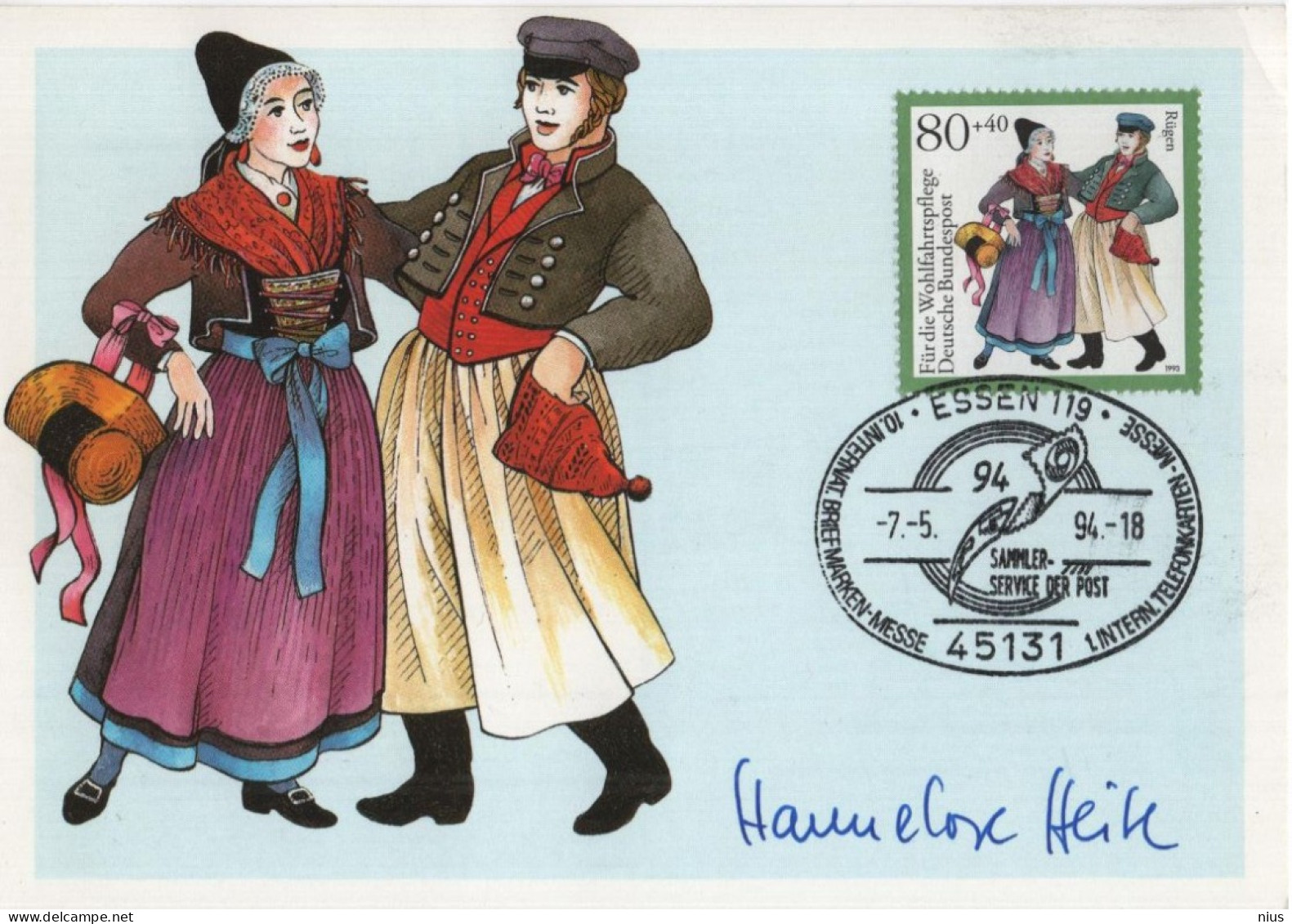 Germany Deutschland 1994 Maximum Card Stamp 1993 Wohlfahrtspflege, Folk Volk Dance Dances Tanz Costumes, Essen Messe - 1981-2000