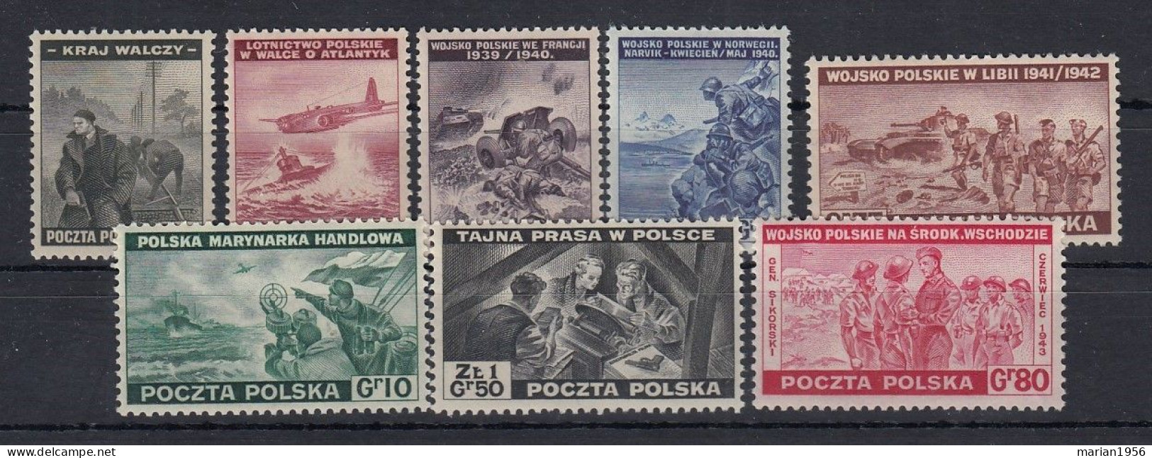 Pologne 1943 - Guerre - WWII - GOVERNMENT In EXILE (LONDON) - ARMEE POLONAISE -Mich. 368/75 - MNH - Gobierno De Londres (En Exhilio)