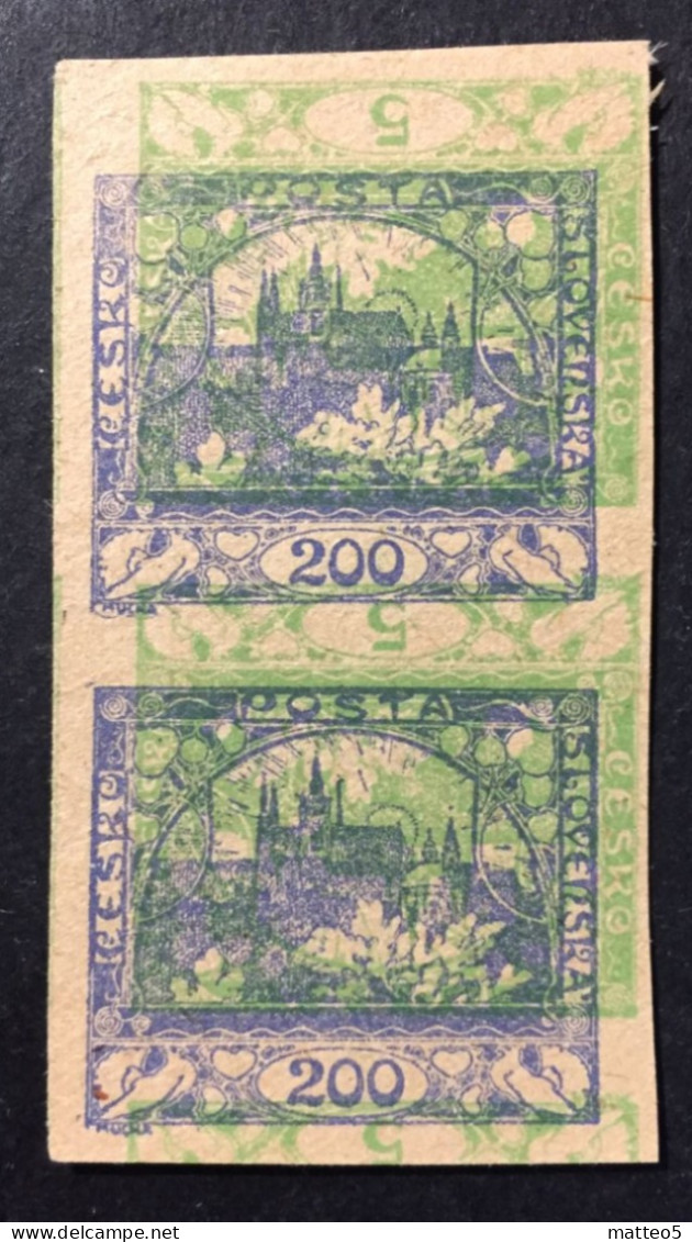 1919  Czechoslovakia - Hradcany At Castle- Prague Castle - Variety, Double Color Printing - Unused ( Mint Hinged ) - Unused Stamps