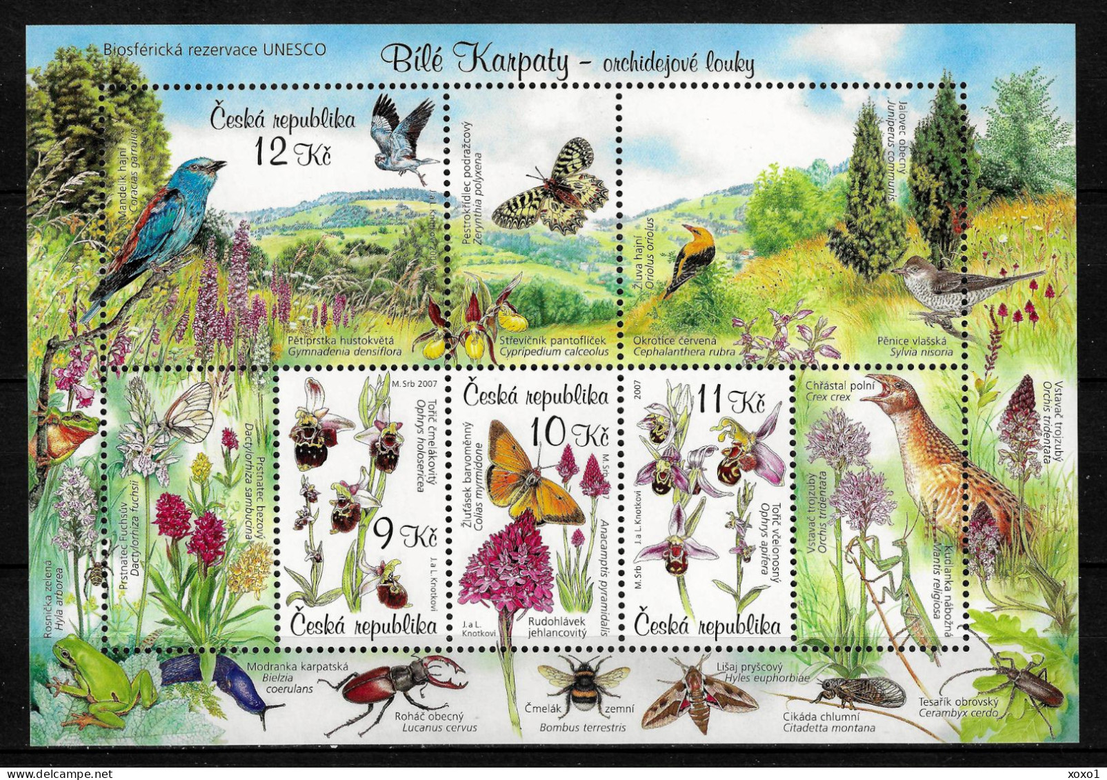 Czech Republic 2007 MiNr. (Block 28) Tschechische Republik UNESCO Birds Butterflies Flowers Orchids  S\sh   MNH** 5.00 € - UNESCO