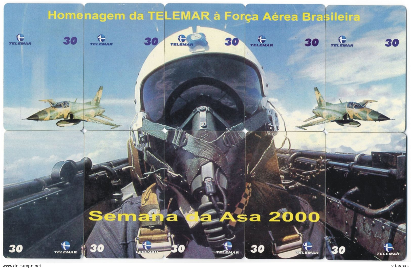 Aviateur Avion Jet  Armée - Puzzle 10  Télécartes Brésil Phonecard  Telefonkarte (P32) - Brasil