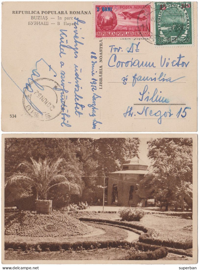 ROMANIA : 1952 - STABILIZAREA MONETARA / MONETARY STABILIZATION - POSTCARD MAILED With OVERPRINTED STAMPS - RRR (an319) - Brieven En Documenten