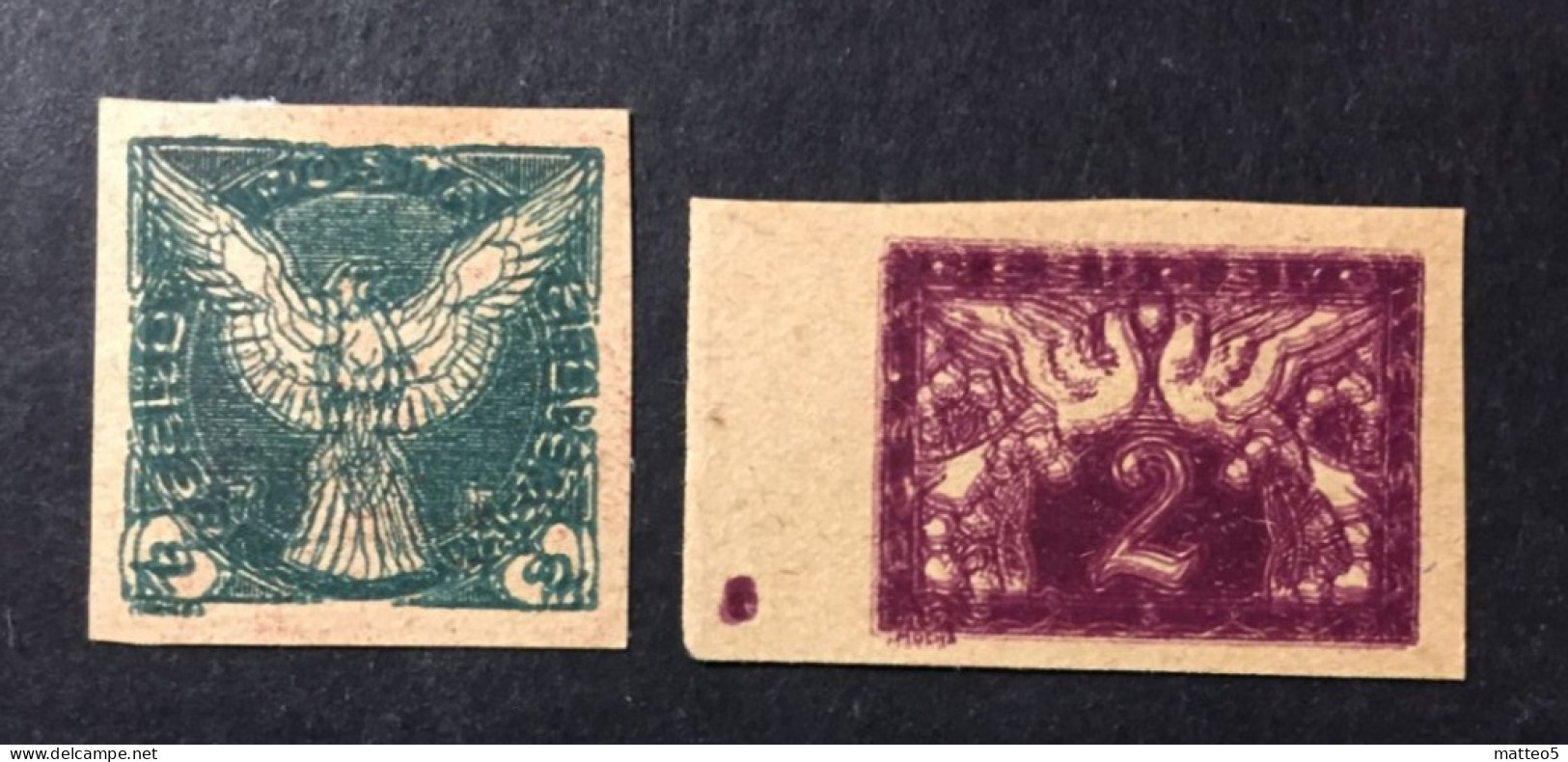 1918  Czechoslovakia - Newspaper Stamps Falcon In Flight - Variety, Double Color Printing - Unused ( Mint Hinged ) - Unused Stamps