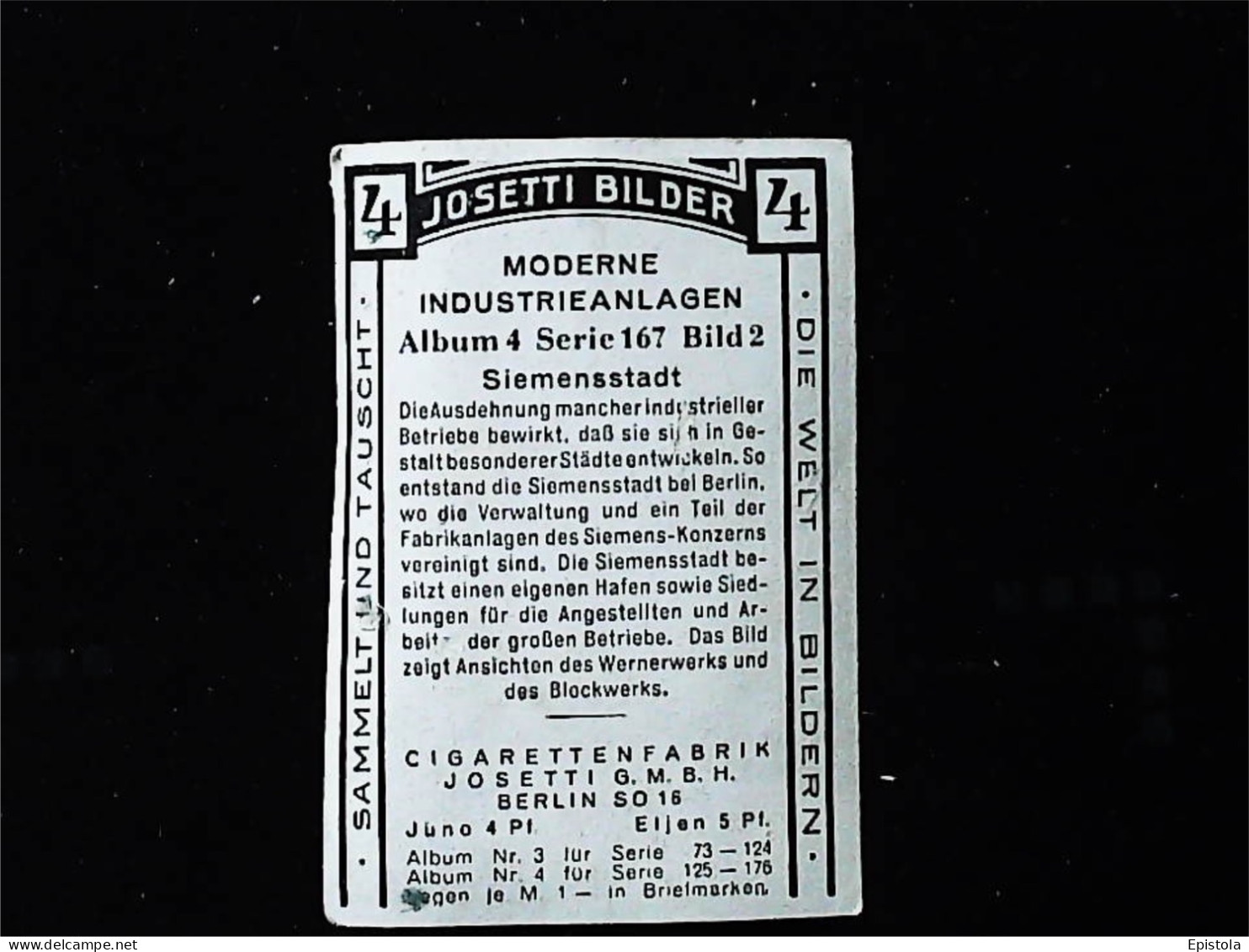 ► Siemens A.G. Berlin Usines  - Chromo-Image Cigarette Josetti Bilder Berlin Album 4 1920's - Other Brands