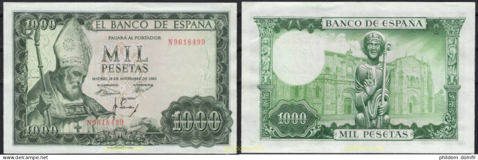 8457 ESPAÑA 1965 1000 Pesetas 19 De Noviembre 1965 - San Isidoro - Other & Unclassified