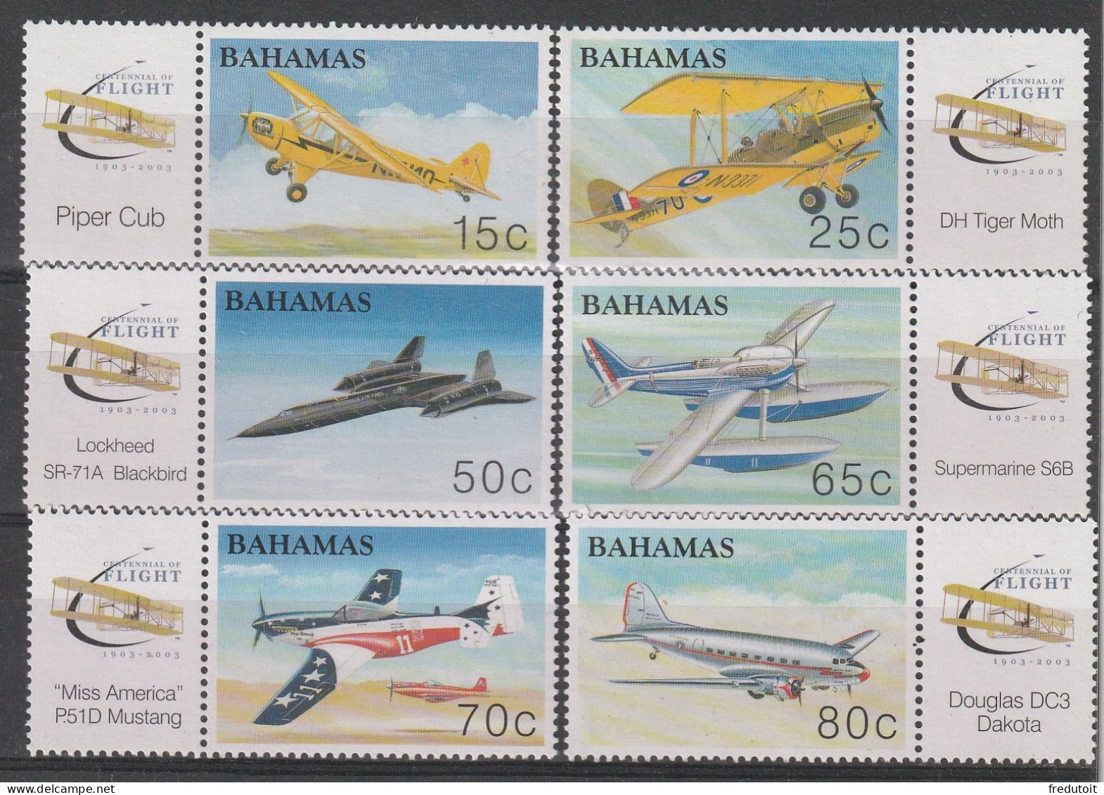 BAHAMAS - N°1143/8 ** (2003) Aviation - Bahamas (1973-...)