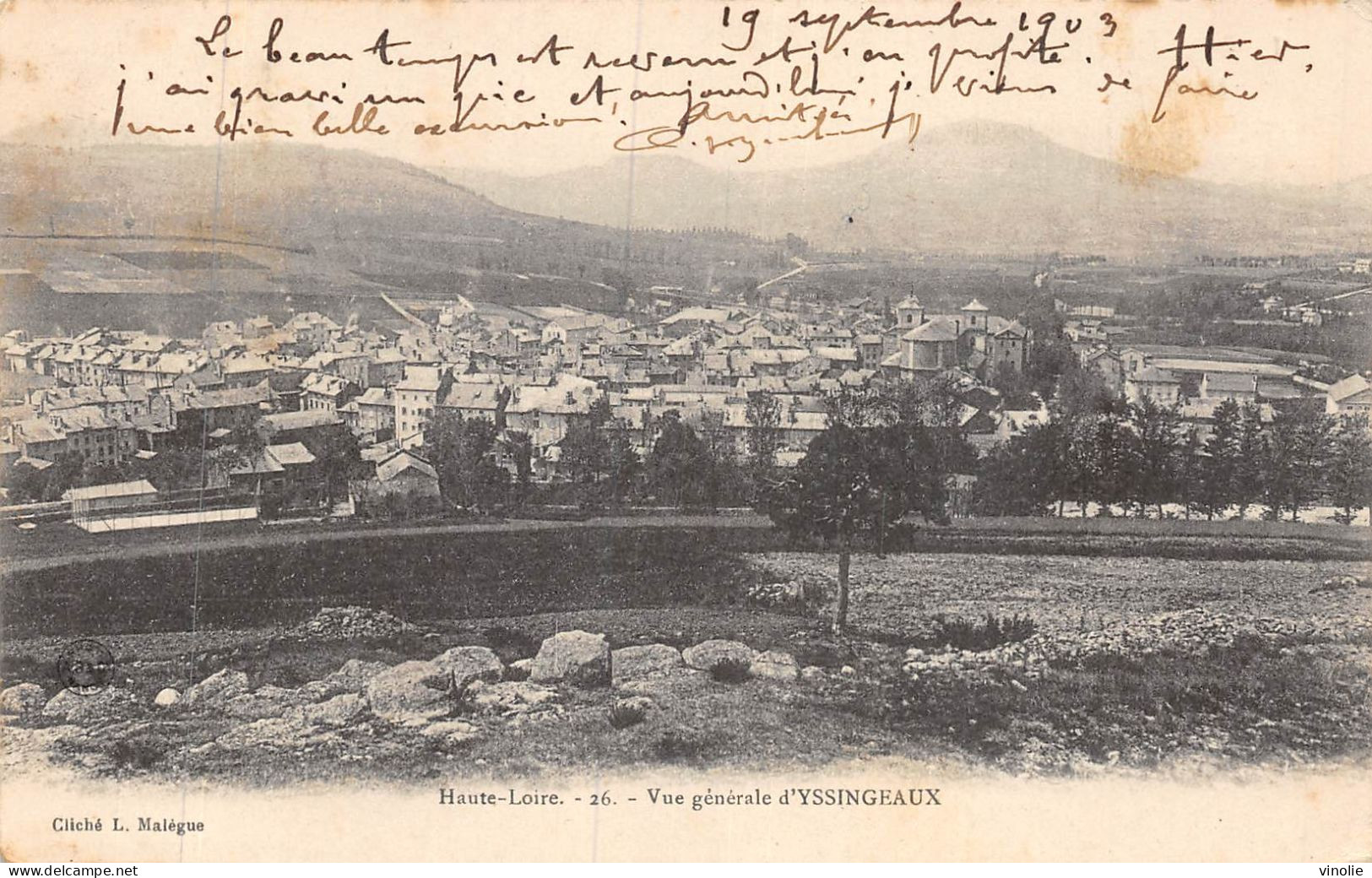 24-3644 : YSSINGEAUX. PUBLICITE POUR L. MALEGUE EDITEUR DE CARTES POSTALES. PHARMACIEN - Yssingeaux