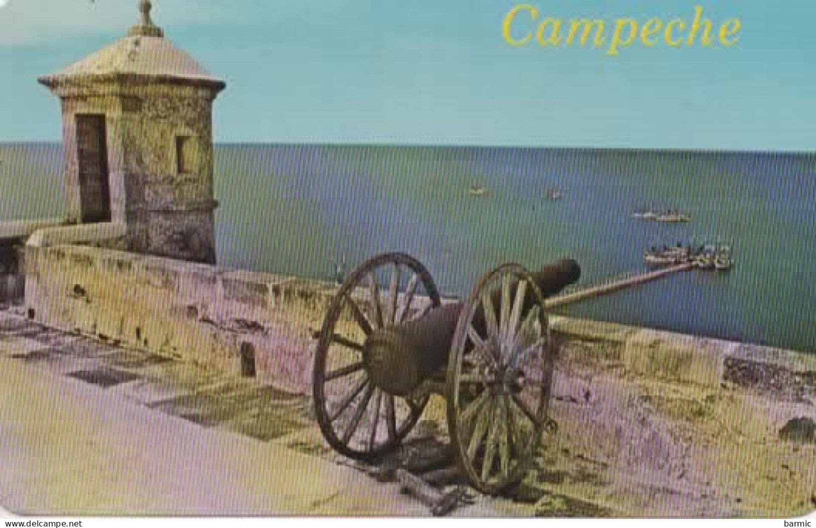 CAMPECHE, FUERTE SAN MIGUEL FRENTE AL MAR DEL CARIBE, CANON  COULEUR REF 14884 - Mexique