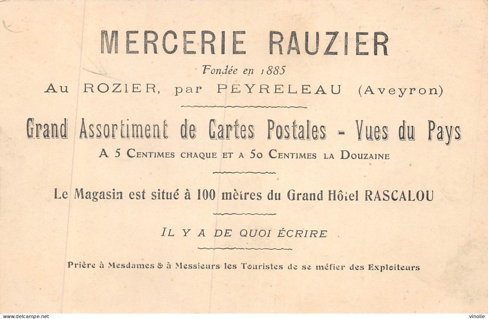 24-3645 : AU ROZIER PAR PEYRELEAU. PUBLICITE MERCERIE RAUZIER EDITEUR DE CARTES POSTALES. - Yssingeaux