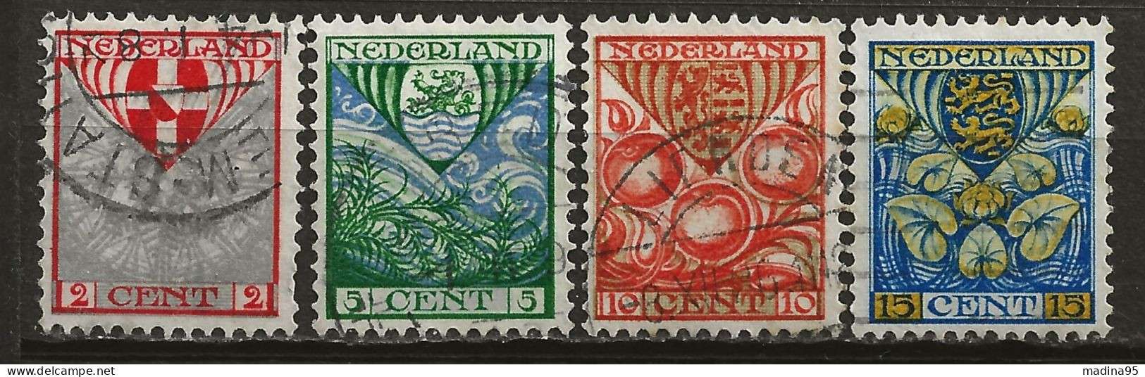 PAYS-BAS: Obl., N° YT 186 à 189, Série, Le N° 186 Aminci, TB - Used Stamps