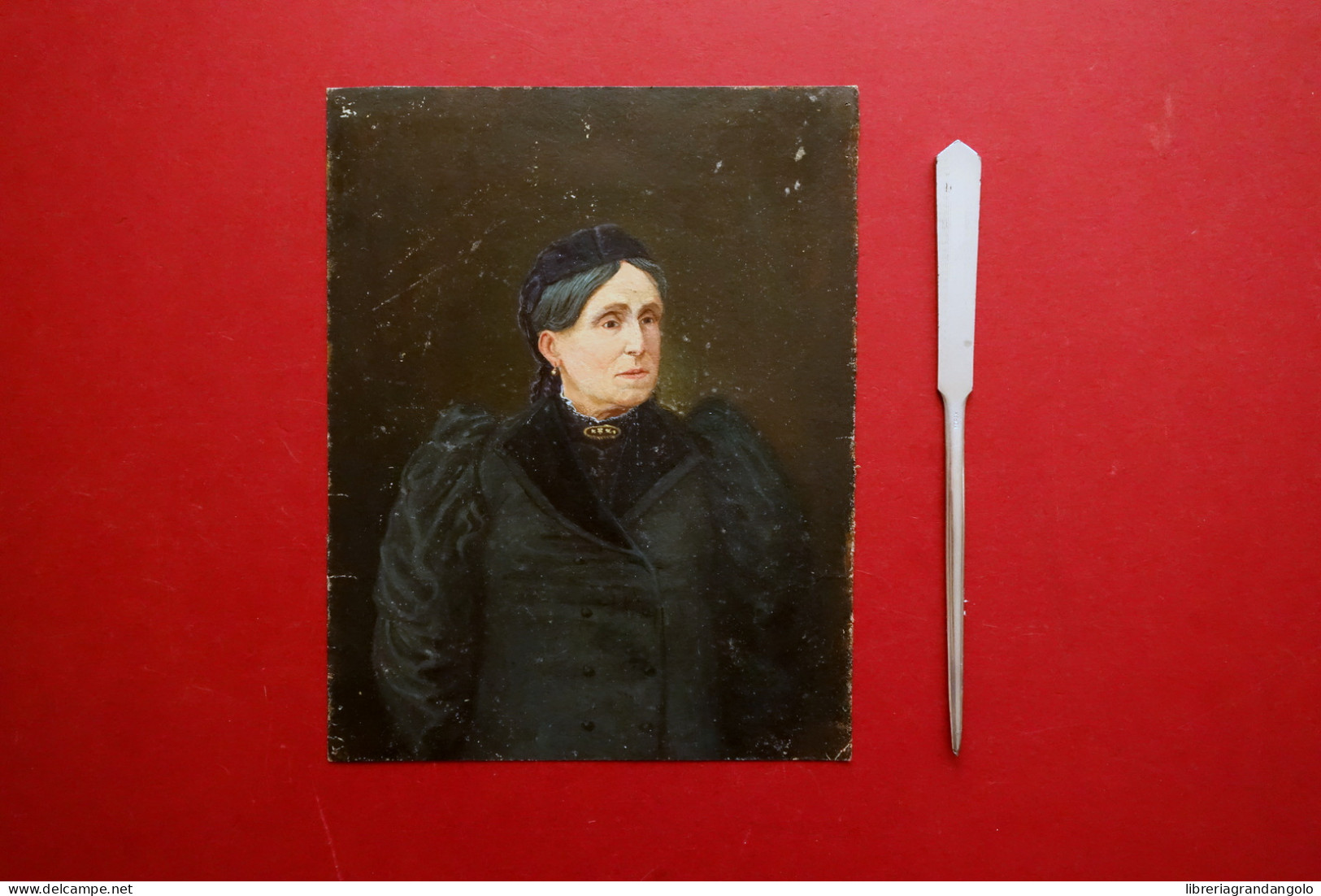 Dipinto A Olio Ritratto Virginia Parenti Madre P. Alfonso Casoli Fine '800 - Olieverf