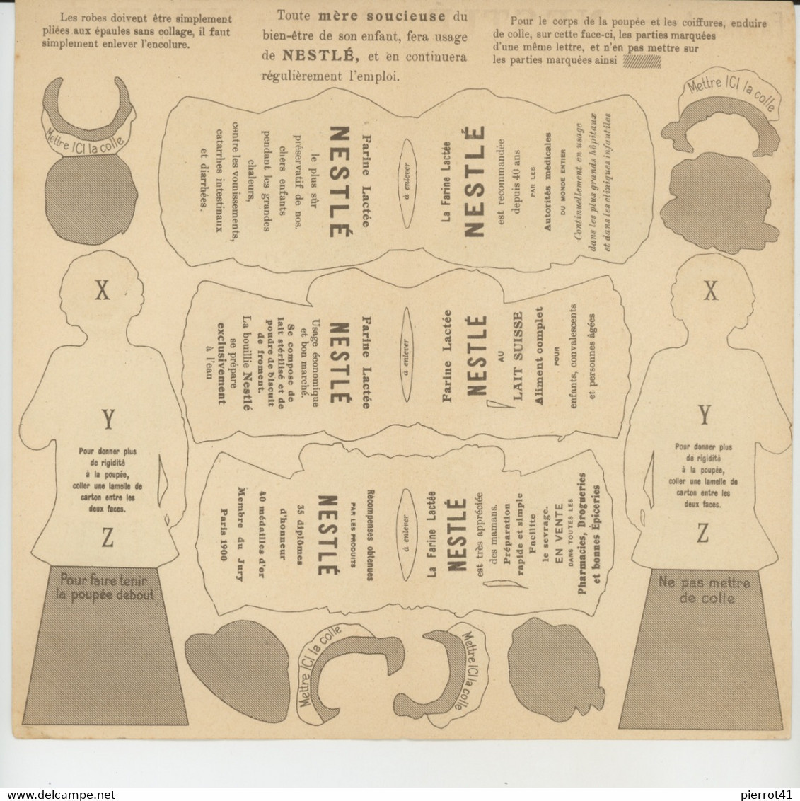 VIEUX  PAPIERS - PUBLICITÉS - FARINE LACTÉE NESTLÉ - POUPEES à Découper Et à Assembler - Publicités
