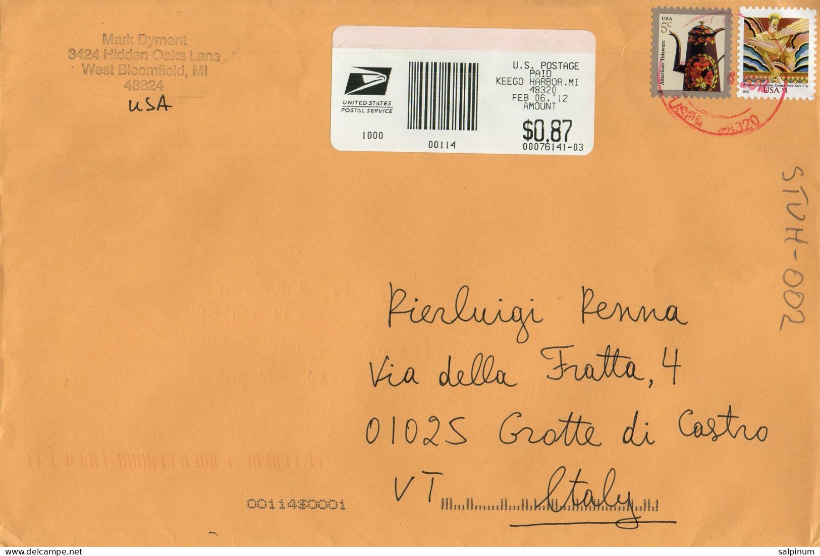 Philatelic Envelope With Stamps Sent From UNITED STATES OF AMERICA To ITALY - Brieven En Documenten