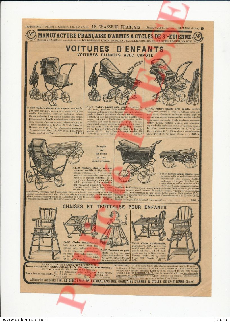 Publicité Voitures D'enfants (landaus) Chaises Trotteuse (youpala) Couteau Pour Vétérinaire Jardinier Tondeuse / Animaux - Publicités