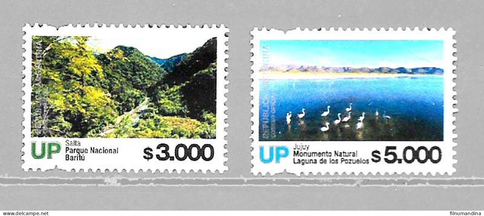 #75368 NEW ISSUE ARGENTINA 2024 NATIONAL PARK BIRDS MOUNTAINS DEFINITIVES 3000-5000 PESOS UP NEW HIGH VALUES MNH - Flamants