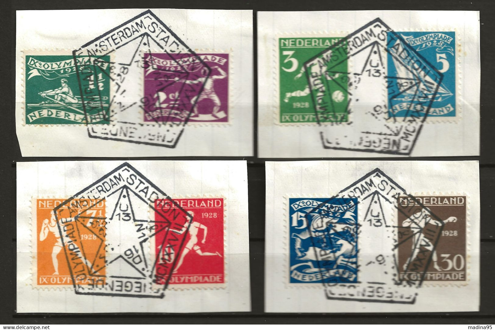 PAYS-BAS: Obl., N° YT 199 à 206, Série Sur 4 Frgts Av. 2 Tp Diff., Obl. Ct Des JO, TB - Used Stamps