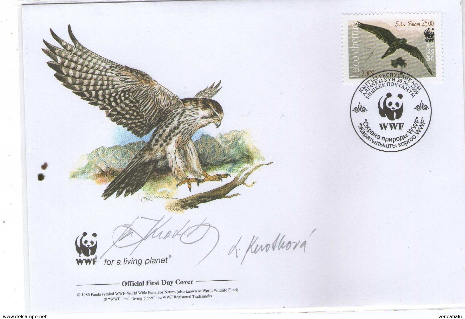 Kyrgyzstan 2009 - WWF Cover With Autograph By Painting Mrs.Knotkova And Mr.Knotek - Gallináceos & Faisanes