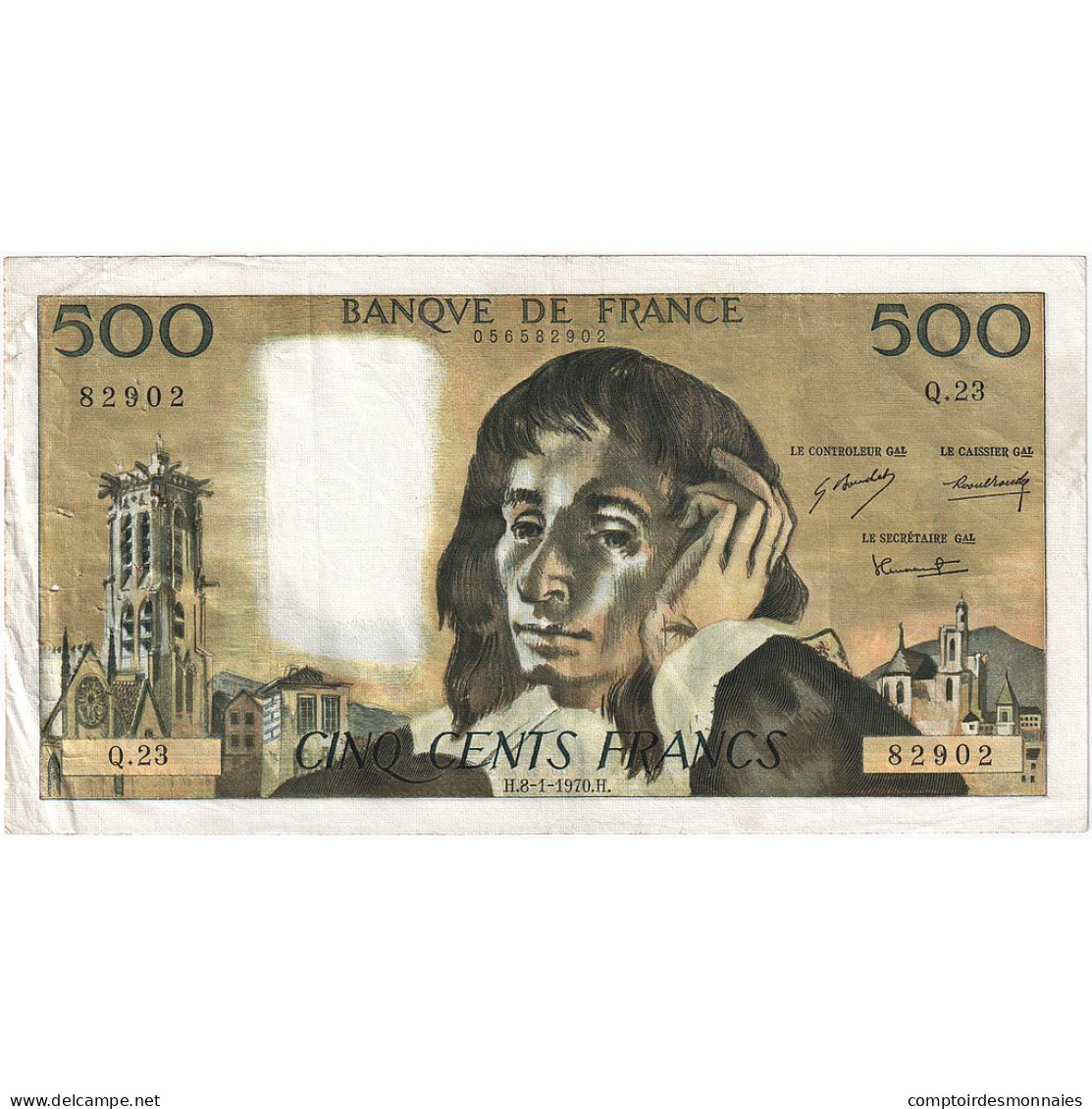 France, 500 Francs, Pascal, 1970, Q.23, TB+, Fayette:71.5, KM:156a - 500 F 1968-1993 ''Pascal''