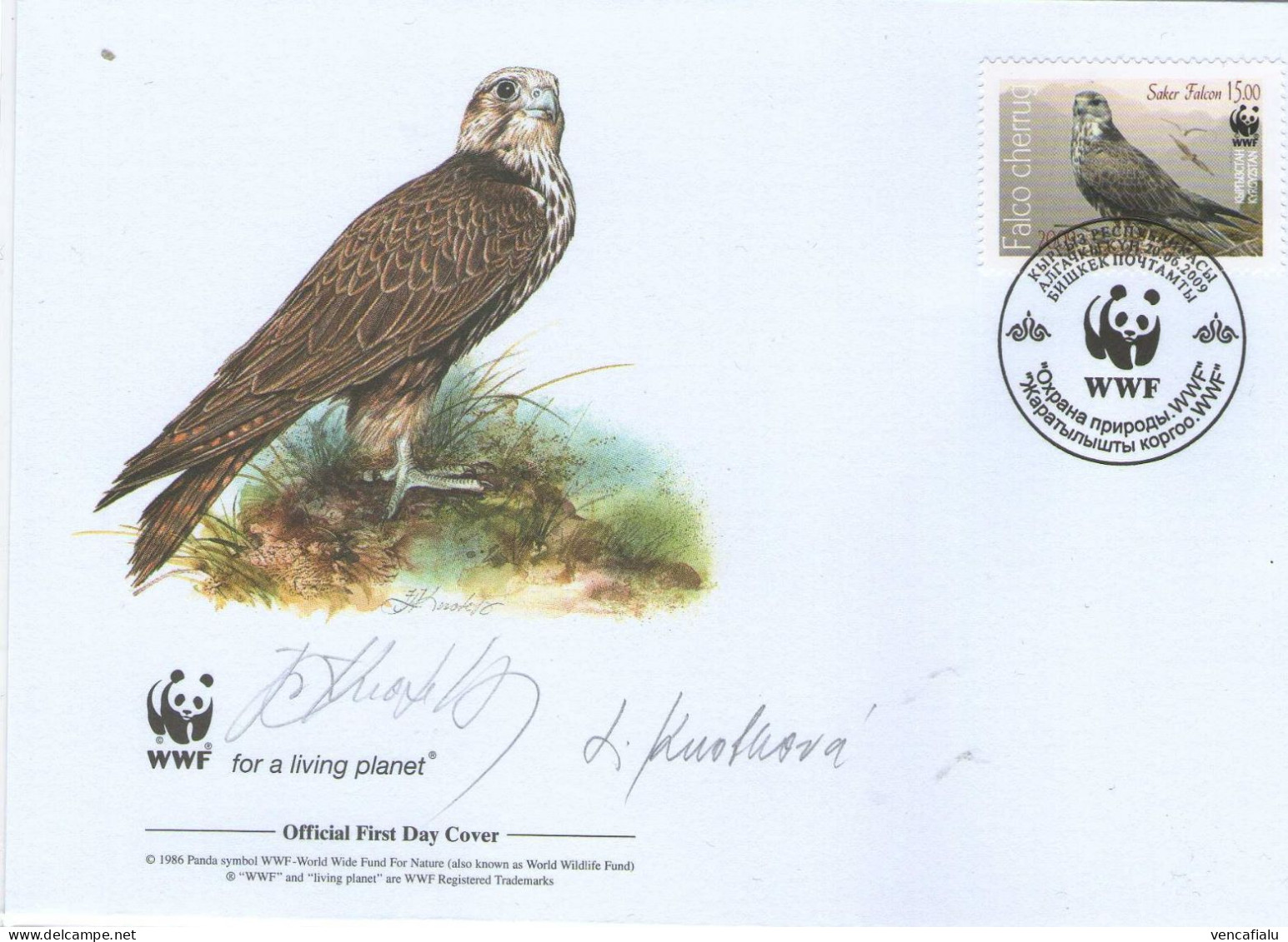 Kyrgyzstan 2009 - WWF Cover With Autograph By Painting Mrs.Knotkova And Mr, Knotek - Gallináceos & Faisanes