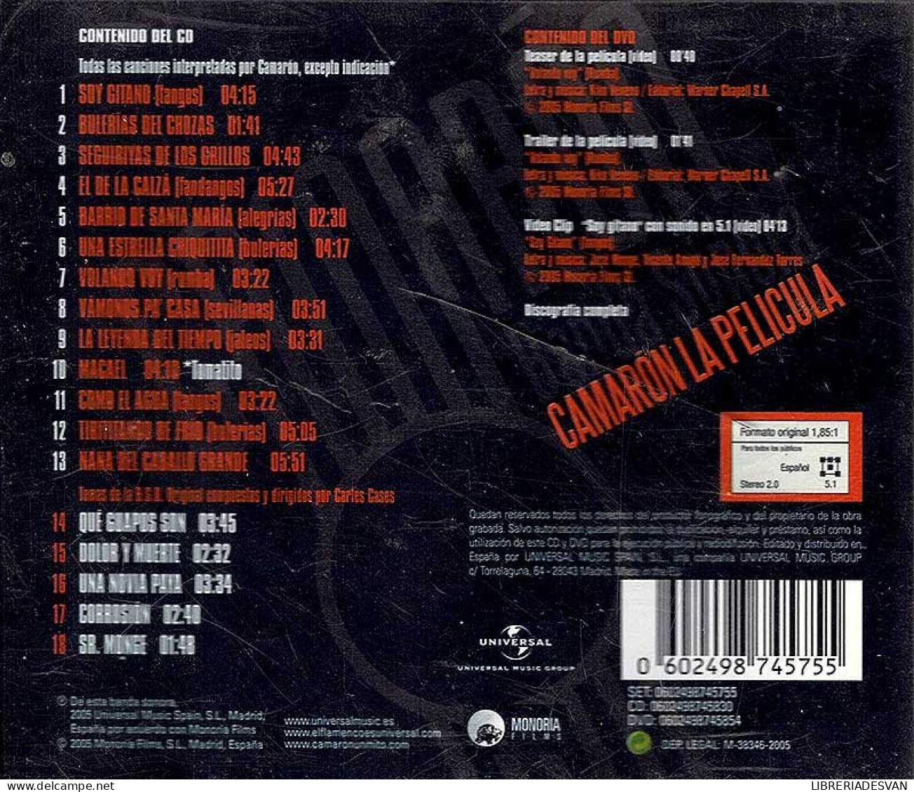 Camarón (Banda Sonora) Sólo DVD - Otros - Canción Española