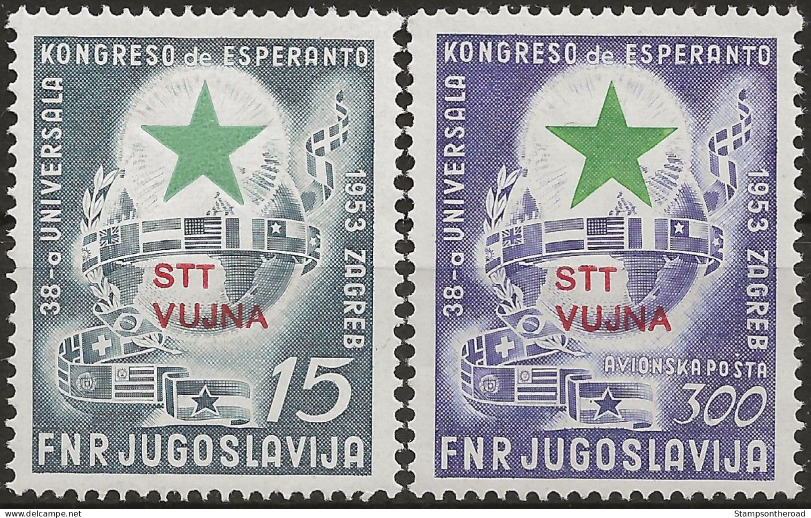 TZB90-A20L - 1953 Trieste Zona B, Sassone Nr. 90/a20,  Serie Completa Di 2 Francobolli Nuovi Con Traccia Di Linguella */ - Nuevos