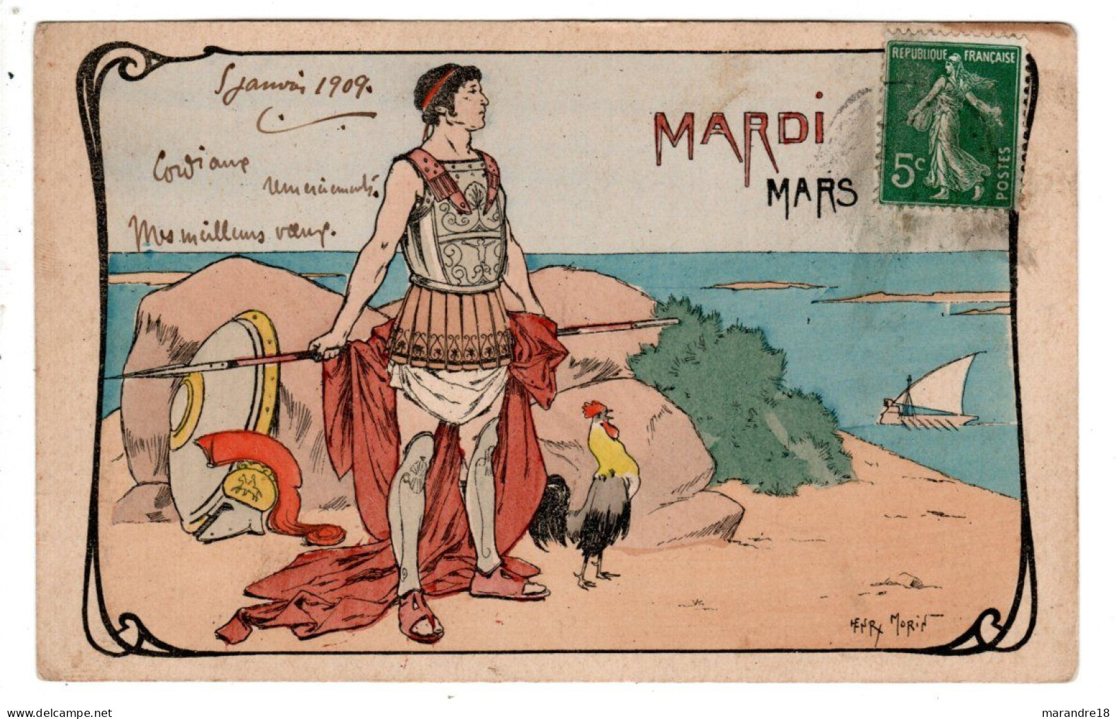 Carte Illustrée Henri Morin , Mmardi , Mars - Morin, Henri