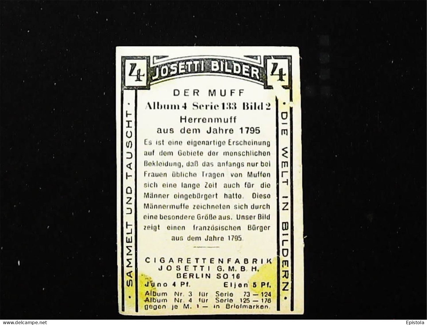► MODE Du Manchon Allemagne En 1795 - Chromo-Image Cigarette Josetti Bilder Berlin Album 4 1920's - Zigarettenmarken