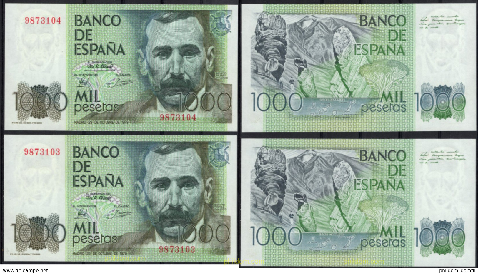 8454 ESPAÑA 1979 1000 Pesetas 23 De Octubre De 1979 - Benito Perez Galdos - [ 4] 1975-…: Juan Carlos I.